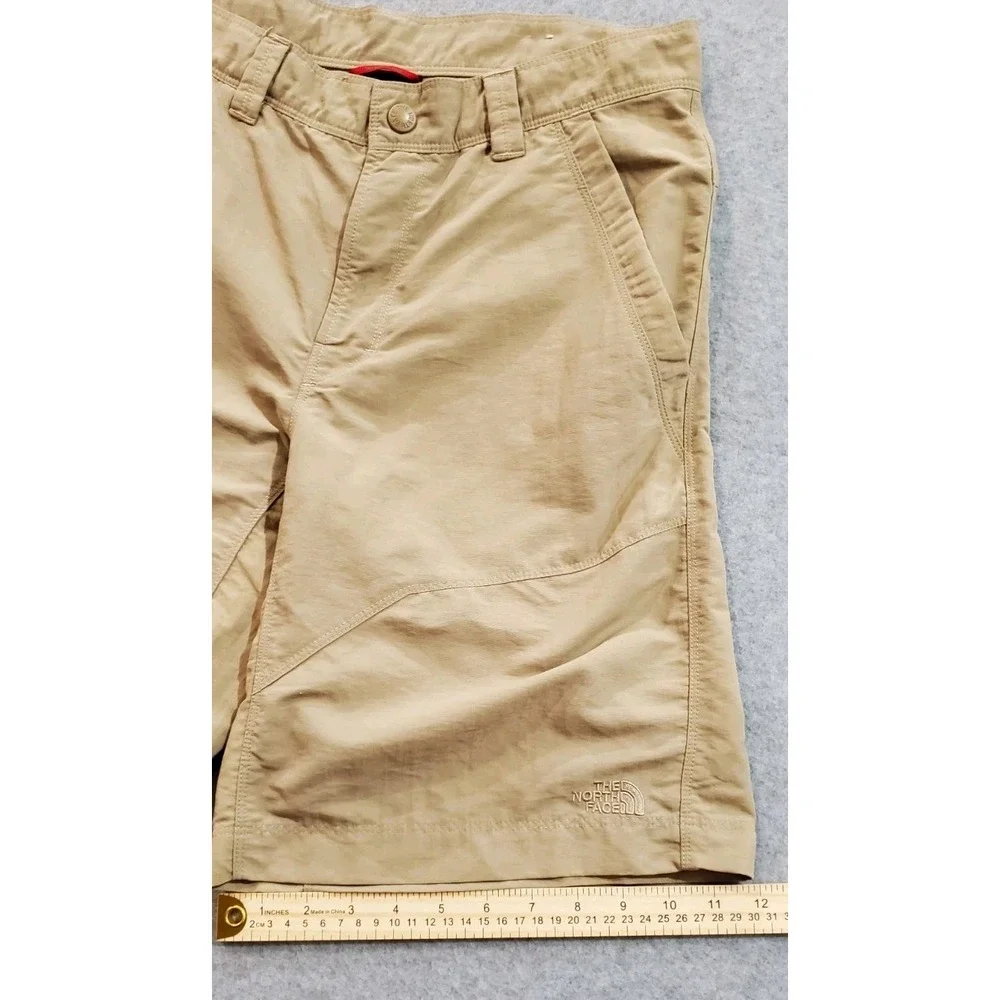 North Face Men's Axez Shorts Size 32 Tan‎ 5-pocket Zipper Hiking Outdoors